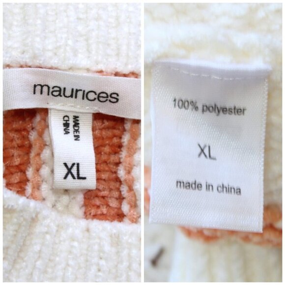 Maurices Chenille Stripped Dolman Sweater Multicolor Crochet Size XL Cozy Comfy - Picture 6 of 9